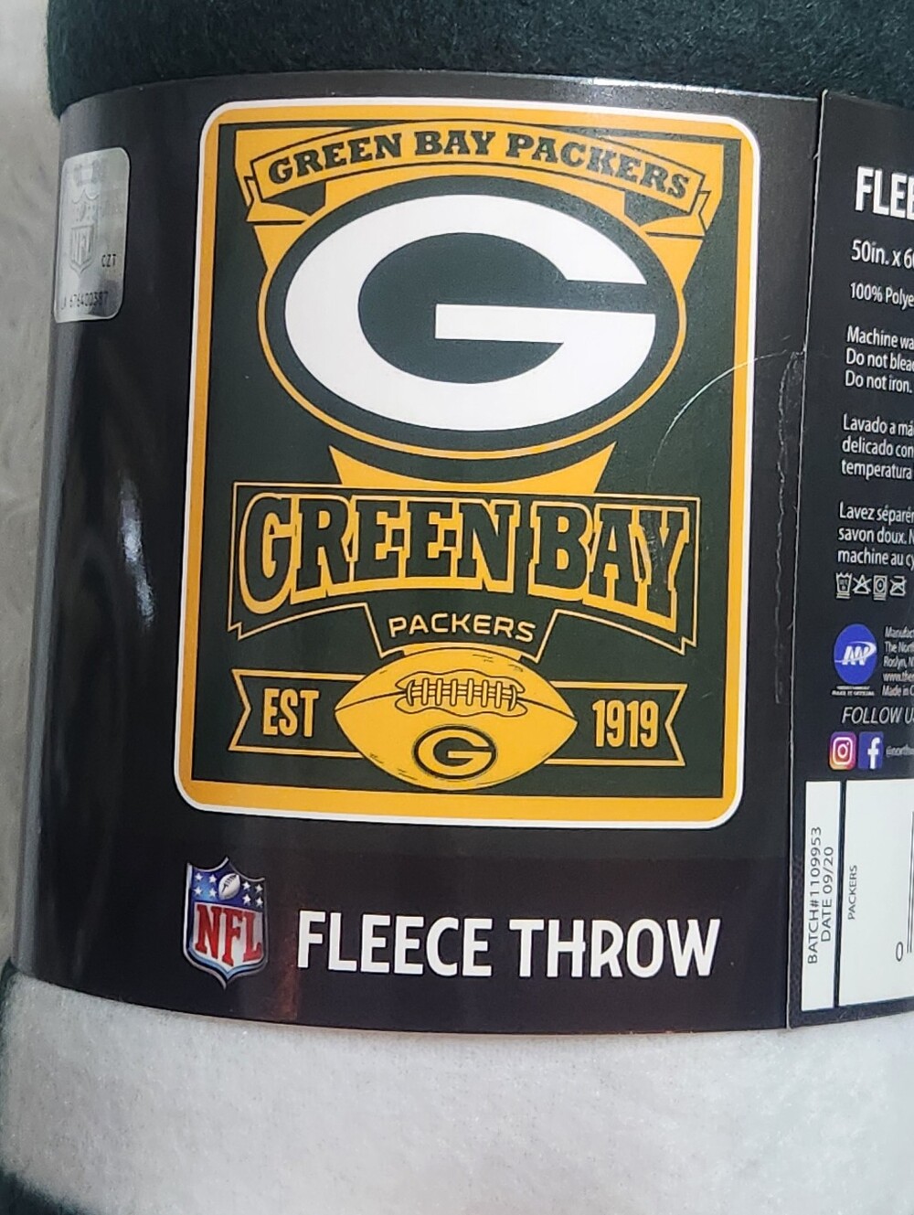 GREEN BAY PACKERS NFL Fleece Throw Blanket